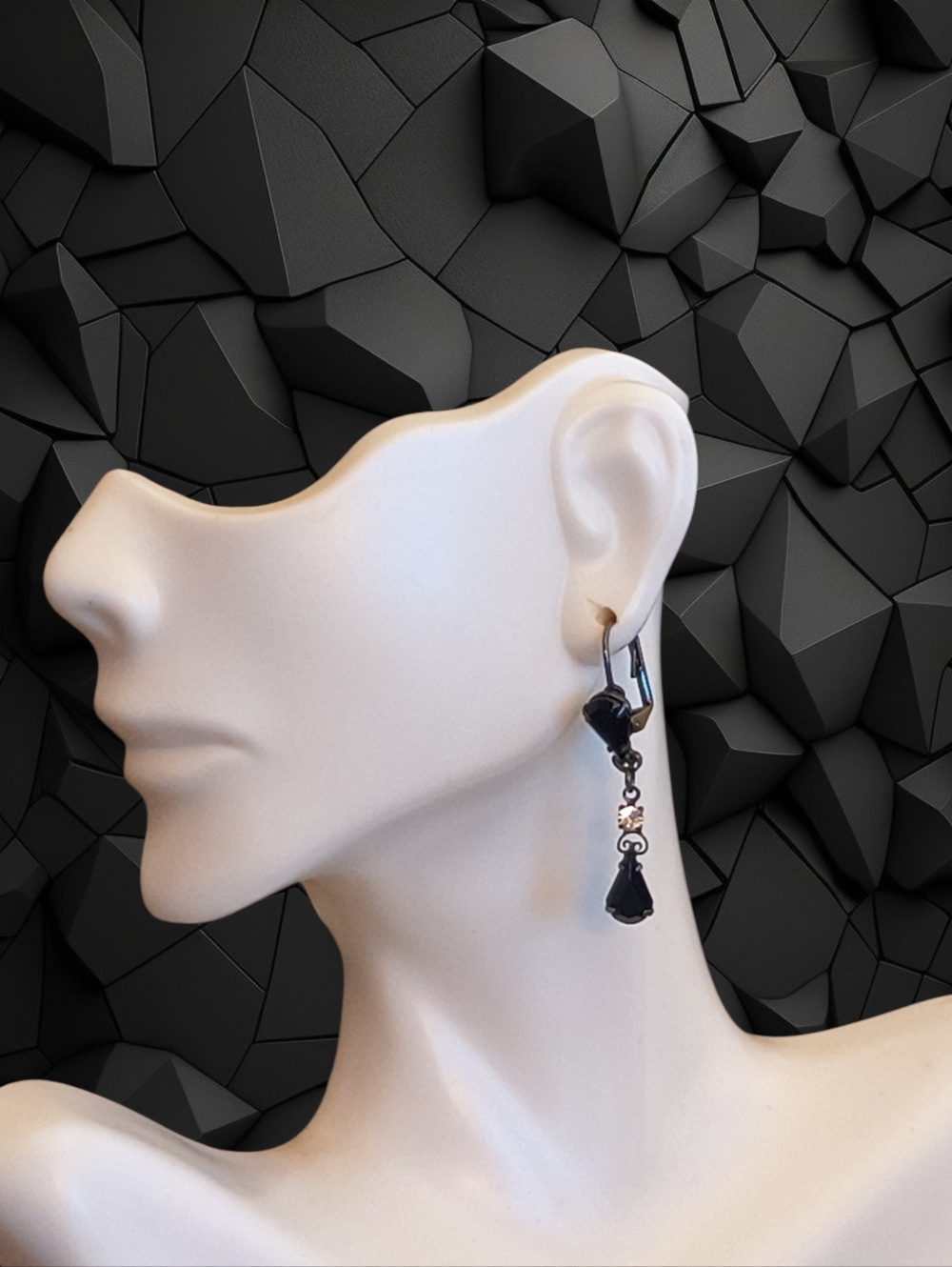Black Drop Dangle Earrings
